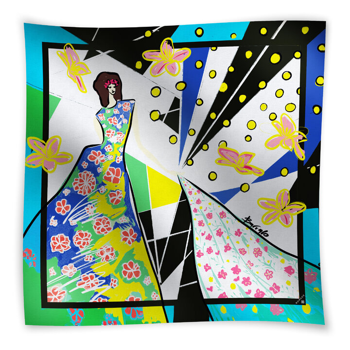 Šátek Peníze (Love) v modré barvě