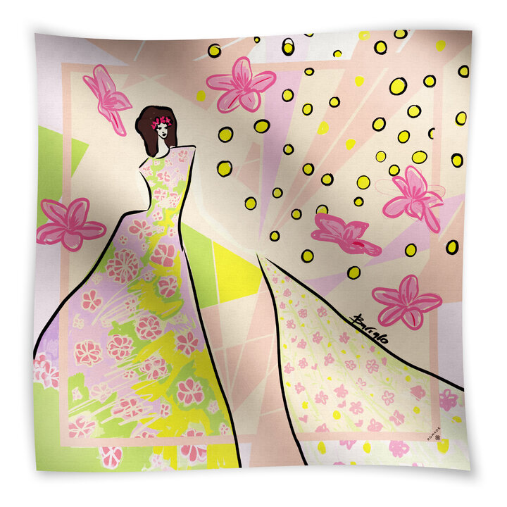 Šátek Peníze (Love) v růžové barvě