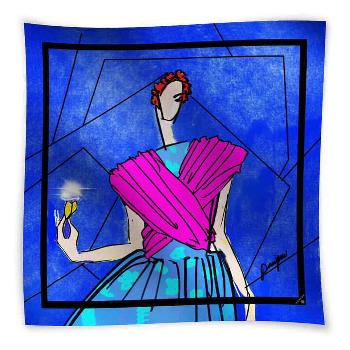 Šátek Dar (Daňipen) v modré barvě