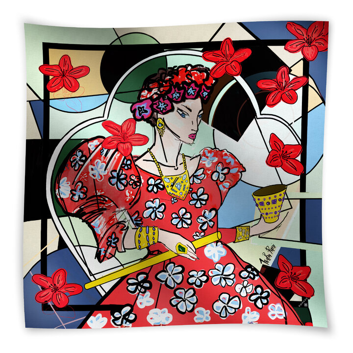 Šátek Královna (Marahaňi) v červené barvě