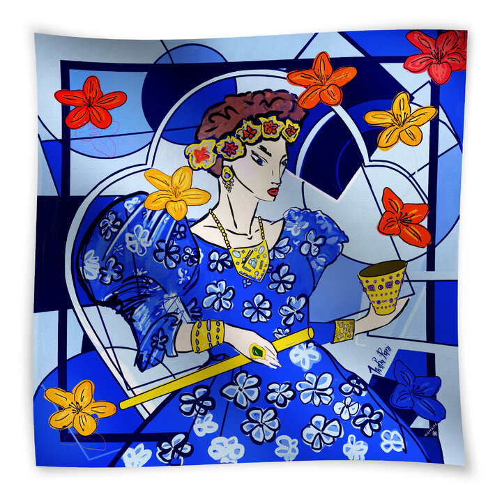 Šátek Královna (Marahaňi) v modré barvě