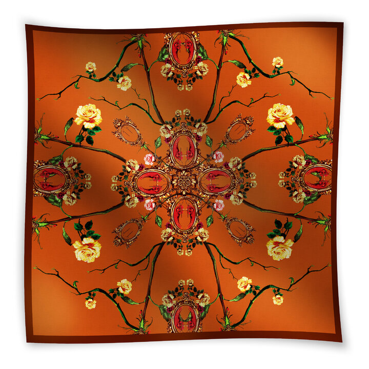 Šátek Dvůr (O Avľin) v oranžové barvě