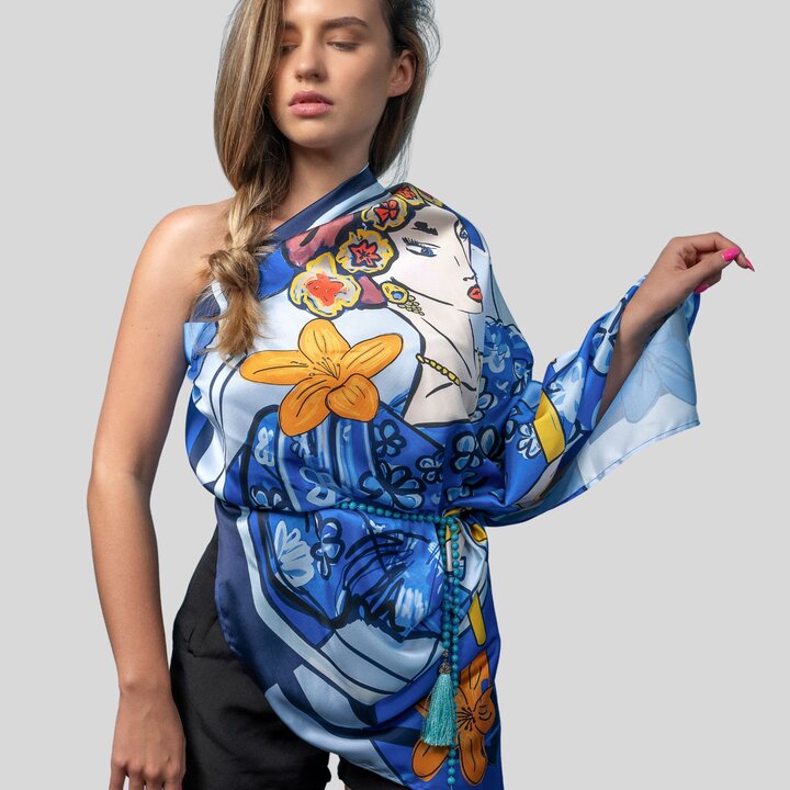 Šátek Královna (Marahaňi) v modré barvě